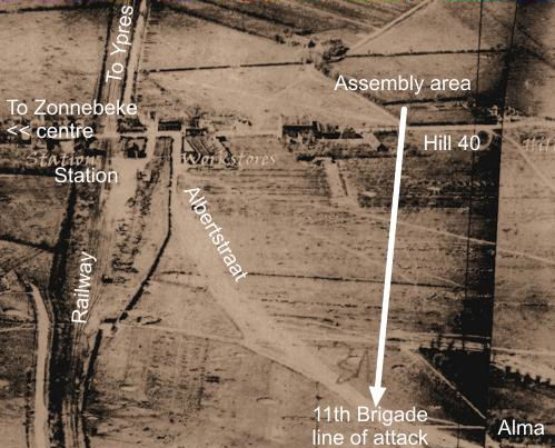 Pre 1914 aerial photograph of Zonnebeke - 57kB jpg
