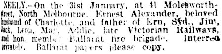 Ernest Alexander Neely's obituary - 20kB jpg