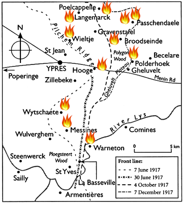 A map locating the Ypres Salient - 31Kb gif