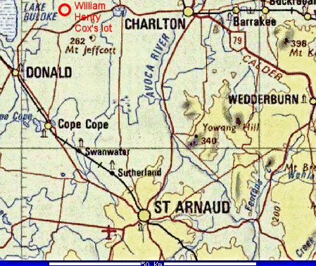 Map of the Mt Jeffcott area - 18kBgif