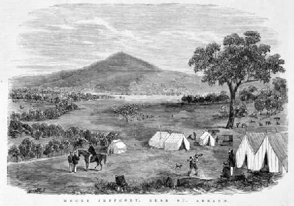 Lithograph of Mt Jeffcott in 1867 - 62Kb jpg