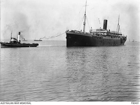 Euripides with tug Falcon Melbourne 8 May 1915 - 30kB jpg